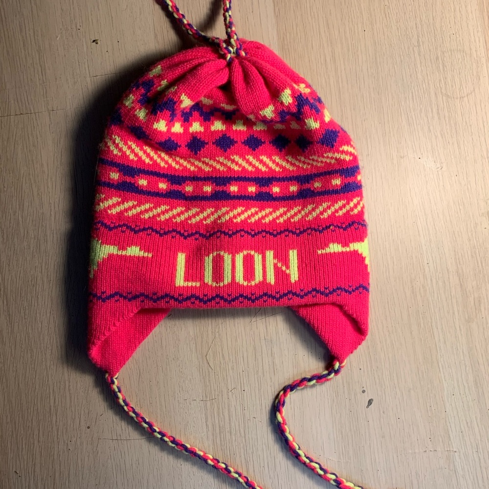 Vintage Loon Ski Beanje Hat Neon Pink